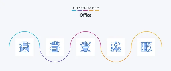 Office Blue Icon Pack Including Files Flower Archive Staff — 图库矢量图片