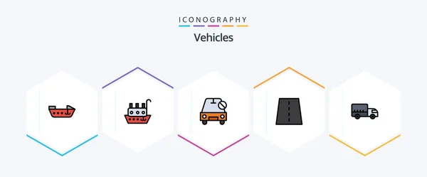 Vehicles Filledline Icon Pack Including Delivery Grid Disabled Creative Bridge — Vetor de Stock