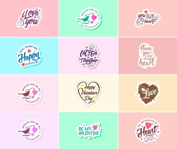 Celebrating Love Valentine Day Stunning Design Stickers — Διανυσματικό Αρχείο