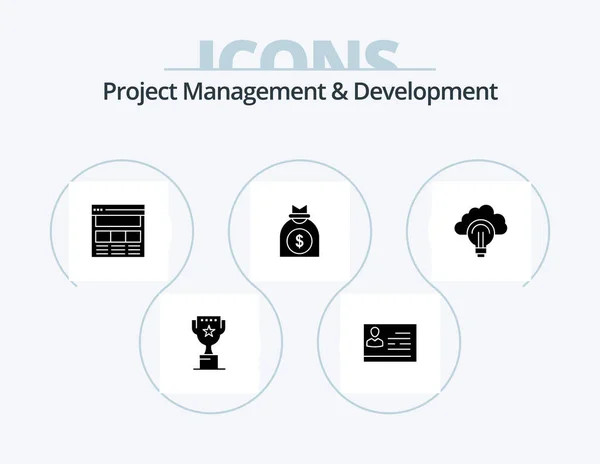 Project Management Development Glyph Icon Pack Icon Design Business Money — Stockvector