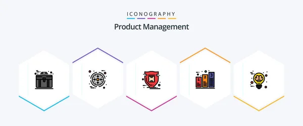 Product Management Filledline Icon Pack Including Brain Processing Package Graph — 图库矢量图片