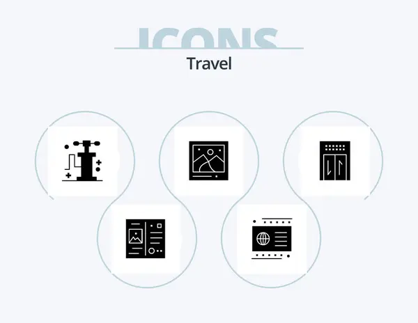 Travel Glyph Icon Pack Icon Design Travel Elevator Pump Picture — Stockvector