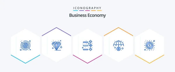 Economy Blue Icon Pack Including Banking Money Pastel Economy Stock — Image vectorielle