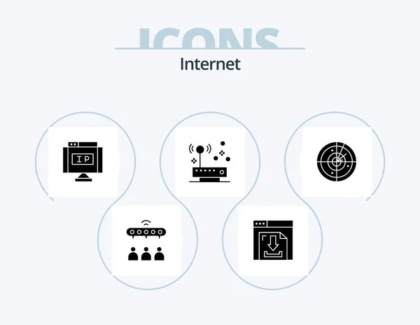 Internet Glyph Icon Pack Icon Design Radar Network Internet Internet — ストックベクタ
