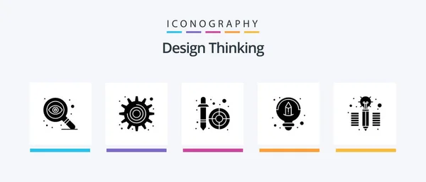 Design Thinking Glyph Icon Pack Including Idea Dropper Creative Design — Image vectorielle