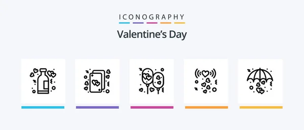 Valentines Day Line Icon Pack Včetně Srdce Romantika Doručení Lásko — Stockový vektor