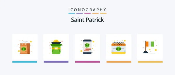 Saint Patrick Flat Pack Icônes Compris Saint Événement Date Saint — Image vectorielle
