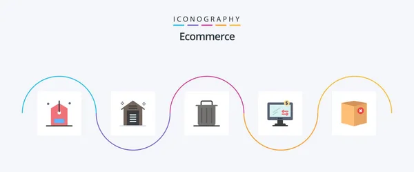 Ecommerce Flat Icon Pack Including Ecommerce Online Storehouse Trash Recycle — Image vectorielle