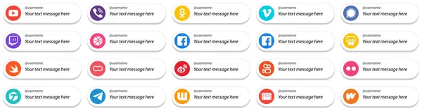 Follow Icons Custom Message Option Popular Social Media Platforms Swift — Stok Vektör