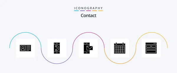 Contacto Glyph Icon Pack Incluindo Contacto Cotovelo Conversa Telefone Inteligente — Vetor de Stock
