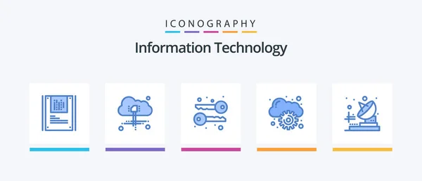 Information Technology Blue Icon Pack Including Transmitter Keys Telecommunication Management — Archivo Imágenes Vectoriales