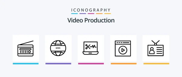 Video Production Line Icon Pack Including Radio Receiver Radio Superstar — Stockvector