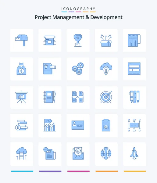 Creative Project Management Development Blue Icon Pack Product Launch Release — 图库矢量图片