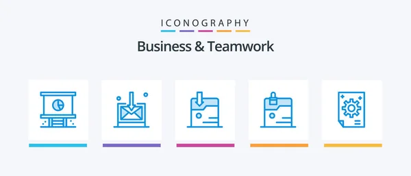 Business Teamwork Blue Icon Pack Including Protection Data Creative Icons — Stockový vektor