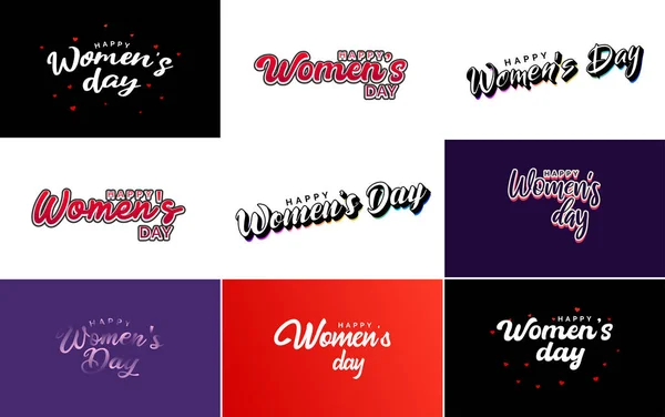 International Women Day Vector Hand Written Typography Background Gradient Color — Stok Vektör