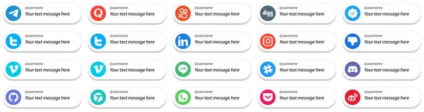 Follow Social Media Icons Custom Message Option Pack Vimeo Dislike — Stockvektor