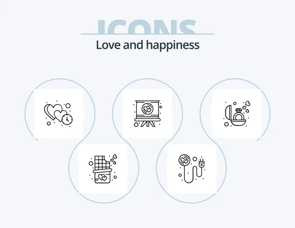 Love Line Icon Pack Icône Design Verre Cadeau Ampoule Présent — Image vectorielle