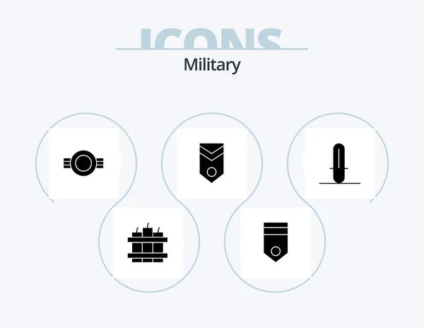 Military Glyph Icon Pack Icon Design Stripes One Grade Military — Vetor de Stock