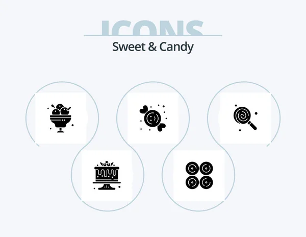 Sweet Candy Glyph Icon Pack Icon Design Dessert Food Cafe — Stock vektor