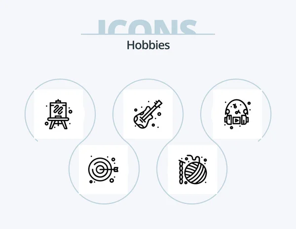 Hobbies Line Icon Pack Icon Design Pincushion Music Crafts Headphone — ストックベクタ