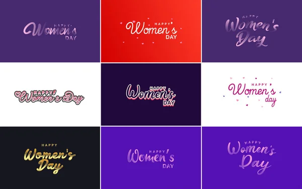 Set Happy International Woman Day Signs Emblems Vector Design Elements — Image vectorielle