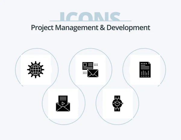Project Management Development Glyph Icon Pack Icon Design Conversation World — ストックベクタ