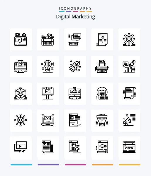 Creative Digital Marketing Outline Icône Pack Telle Que Clé Sécurisé — Image vectorielle