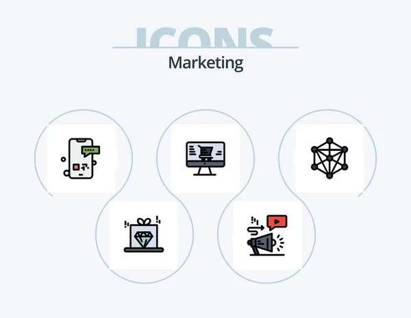 Marketing Line Filled Icon Pack Icon Design Board Money Advertising — Stockový vektor