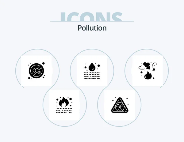 Pollution Glyph Icon Pack Icon Design Fire Waste Nuclear — Stock Vector