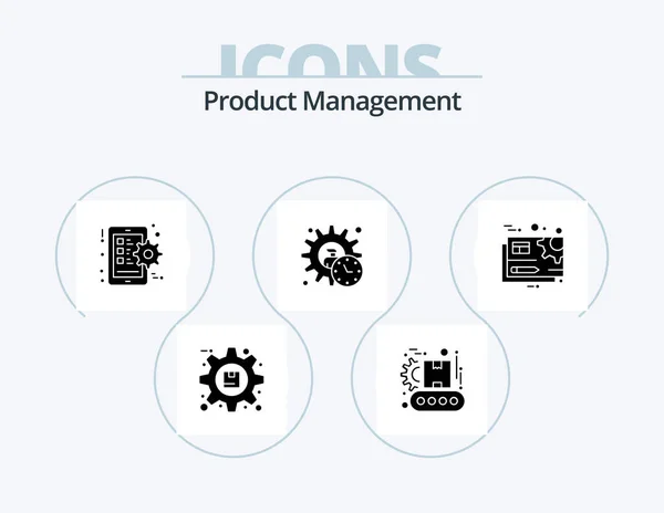 Product Management Glyph Icon Pack Icon Design Time Manager Product — Stock Vector