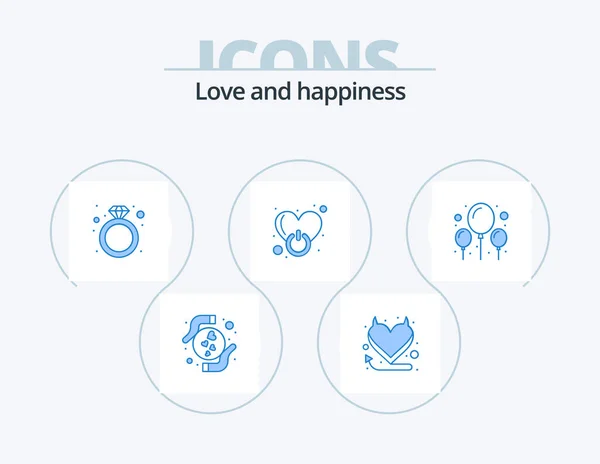 Love Blue Icна Pack Icна Design Празднование Любовь Настоящее Подписать — стоковый вектор