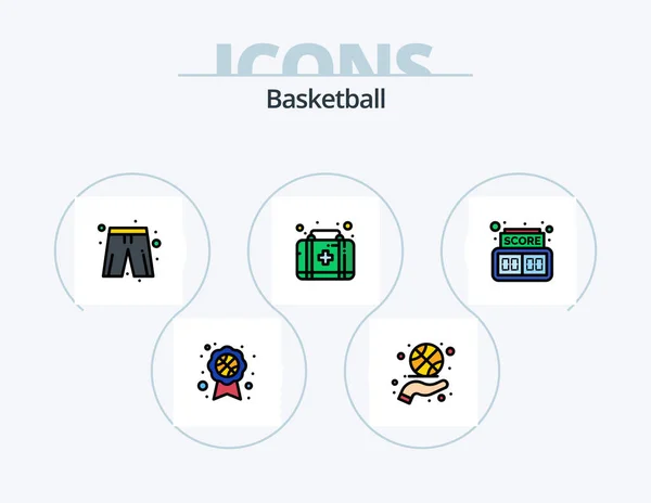 Basketball Line Filled Icon Pack Icon Design Basketball Watch Fitness — Stock vektor