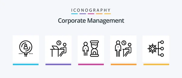 Corporate Management Line Icon Pack Including Document Badge Person Person — Stock Vector