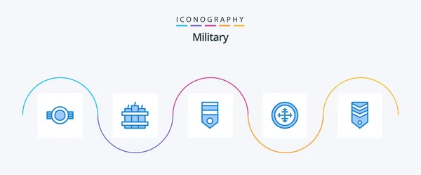 Military Blue Icon Pack Including Target Military Army Badge Soldier — 图库矢量图片
