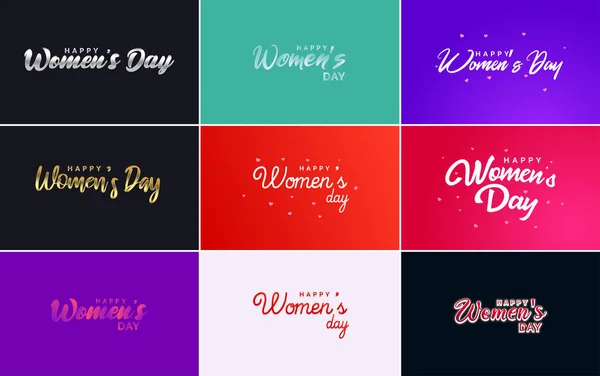 ロゴ入り国際女性デーカードセット — ストックベクタ