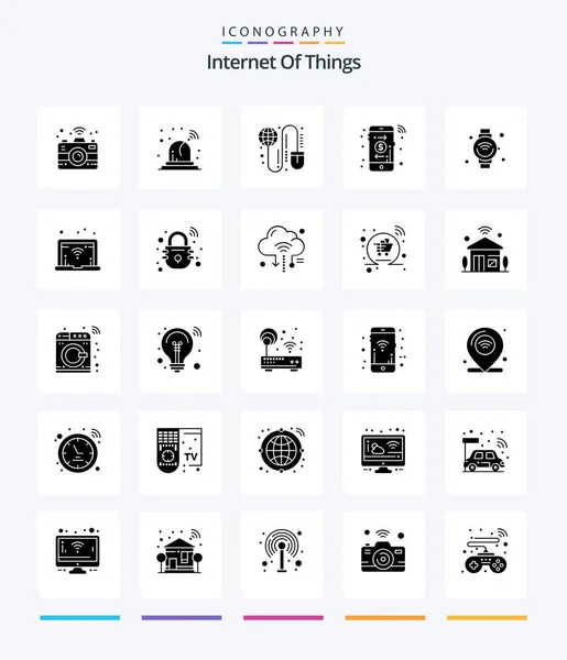 Creative Internet Things Glyph Solid Black Icon Pack Iot Internet — Stockvector