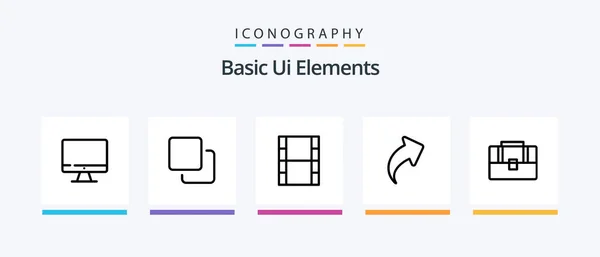 Иконы Line Elements Pack Включая Напоминание Бумага Смотри Filam Видео — стоковый вектор