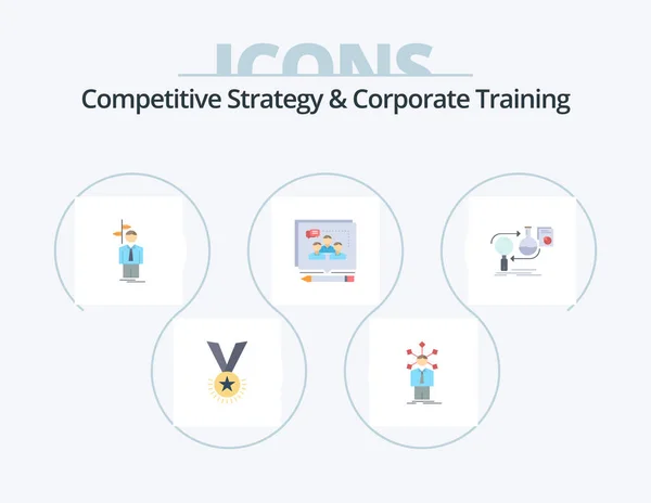 Competitive Strategy Corporate Training Flat Icon Pack Icon Design Argument — Stock Vector