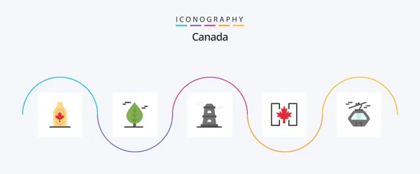 Canada Flat Icon Pack Включая Канаду Альпийский Обсерватория Leaf Осень — стоковый вектор