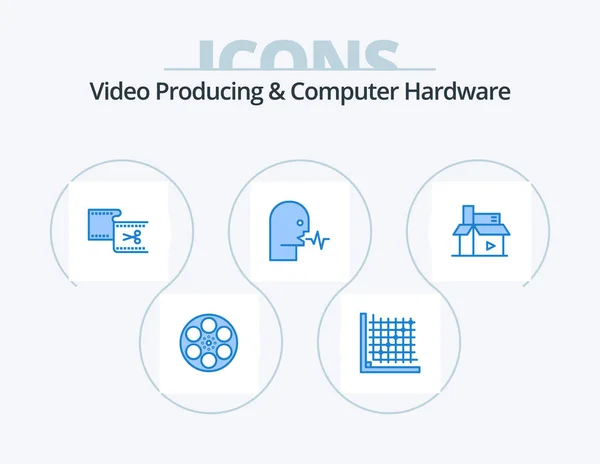 Video Producing Computer Hardware Blue Icon Pack Icon Design Person — 图库矢量图片
