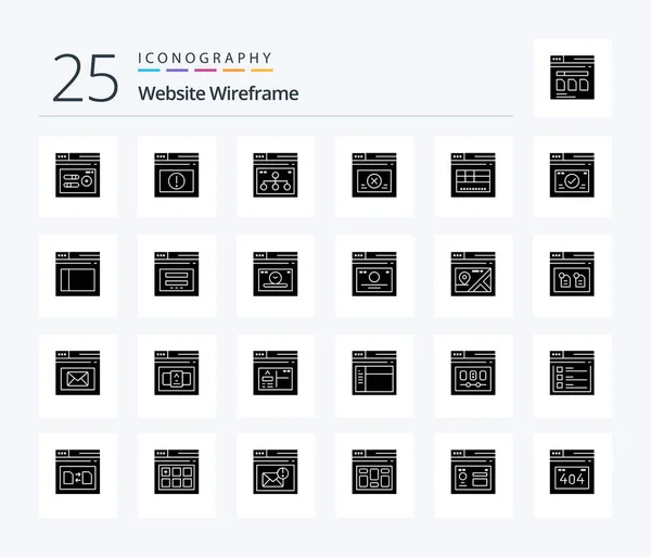 Website Wireframe Solid Glyph Icon Pack Including Page Web Internet — Stock Vector