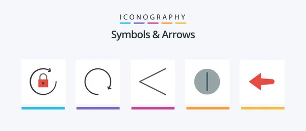 Symbolen Pijlen Flat Pictogram Pack Inclusief Vorige Pijl Creatieve Pictogrammen — Stockvector