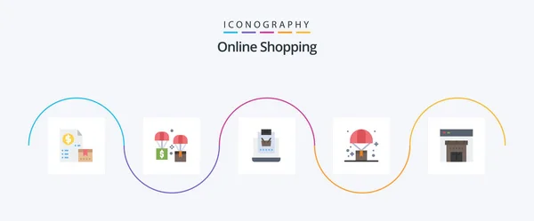 Online Shopping Flat Icon Pack Including Logistic Balloon Logistic Shopping — 图库矢量图片