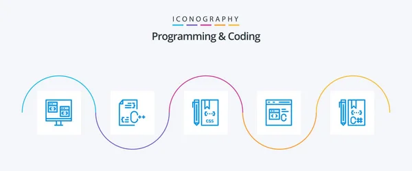 Programación Codificación Blue Icon Pack Incluyendo Codificación Desarrollo Desarrollo Css — Archivo Imágenes Vectoriales