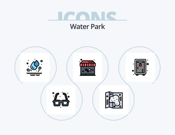 Water Park Line Filled Icon Pack Icon Design Park Water — Vettoriale Stock