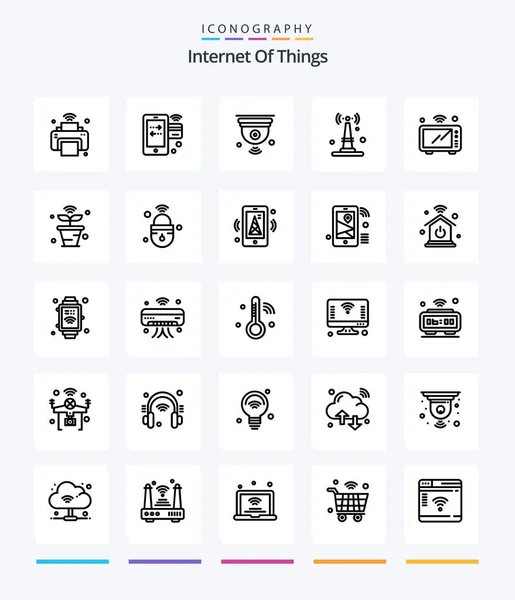 Creative Internet Things Outline Icon Pack Router Internet Mobile Wifi — Vetor de Stock