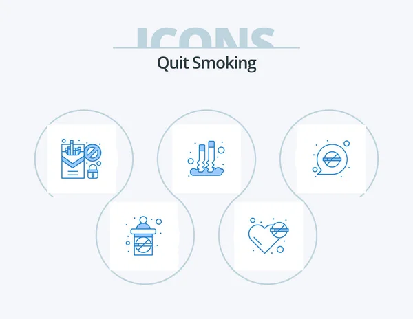 Pare Fumar Blue Icon Pack Icon Design Fumar Fora Problema — Vetor de Stock