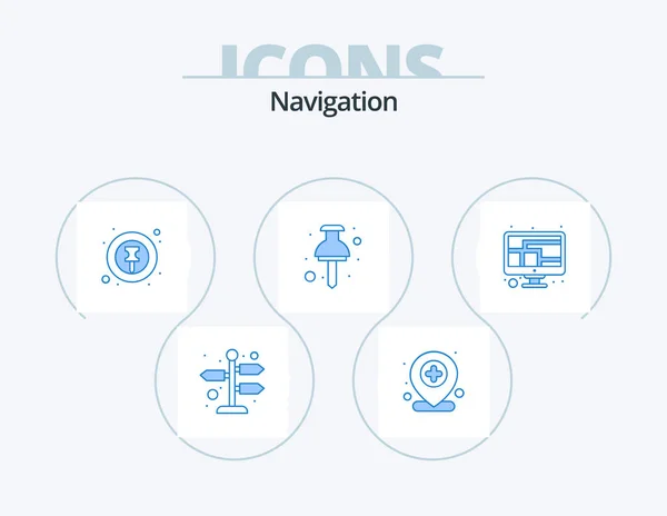 Navigation Blue Icon Pack Icon Design Map Gps Location Find — Stock vektor
