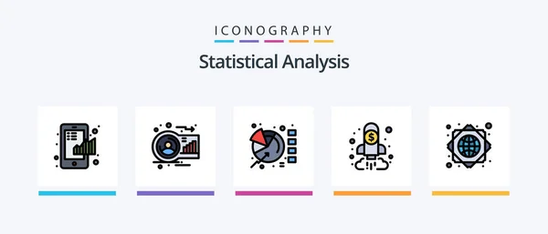 Statistical Analysis Line Filled Icon Pack Including Statistics Graph Graph — Archivo Imágenes Vectoriales