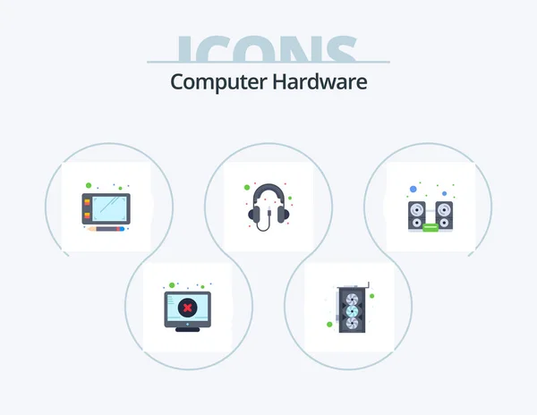 Computer Hardware Flat Icon Pack Icon Design Speaker Hardware Sketch — Stock Vector